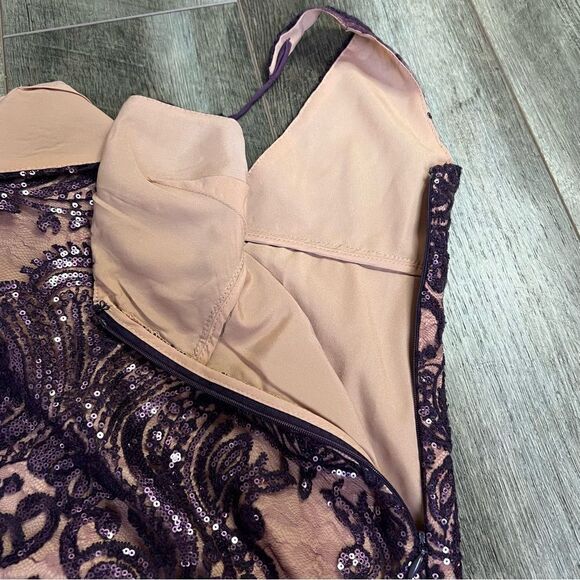 Free People Night Shimmer Mini-Dress Size 0 Sundown Purple Sequins Sleeveless - Picture 16 of 16